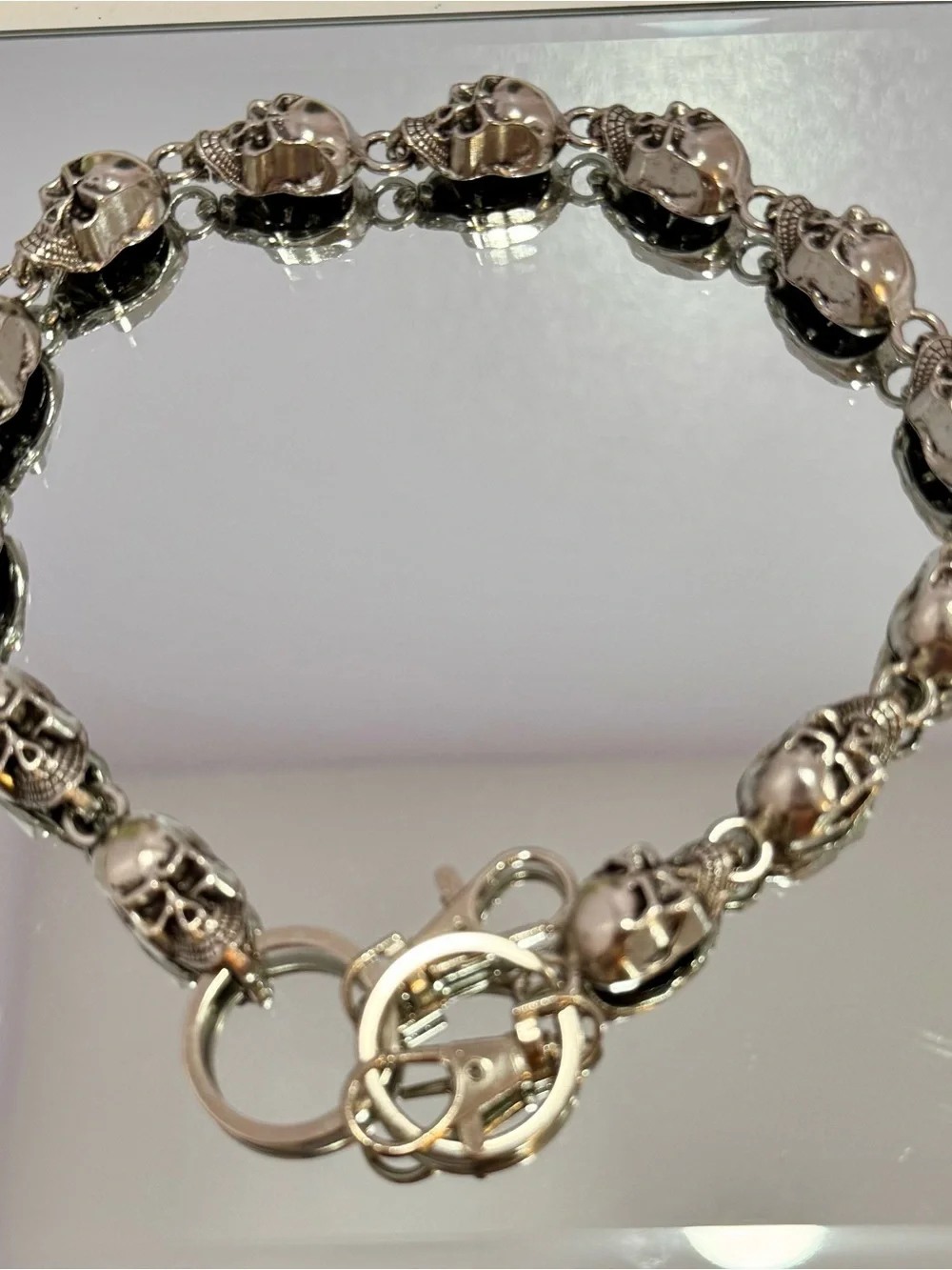New Silver Skull Bag Chain 18 inches